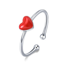 925 silver ring earring necklace jewelry red heart women rings adjustable open ring sterling silver